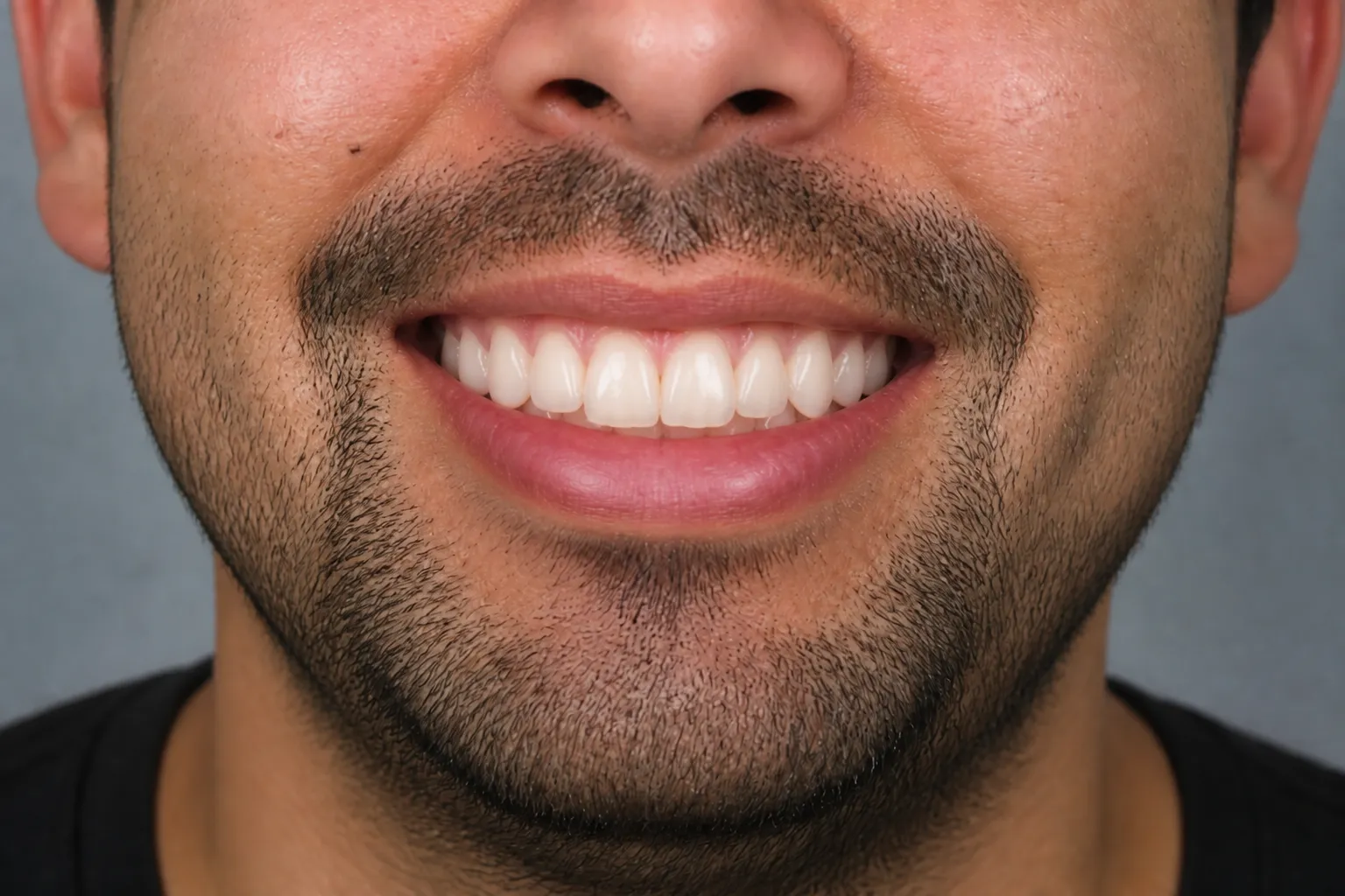 Aligned front teeth after braces