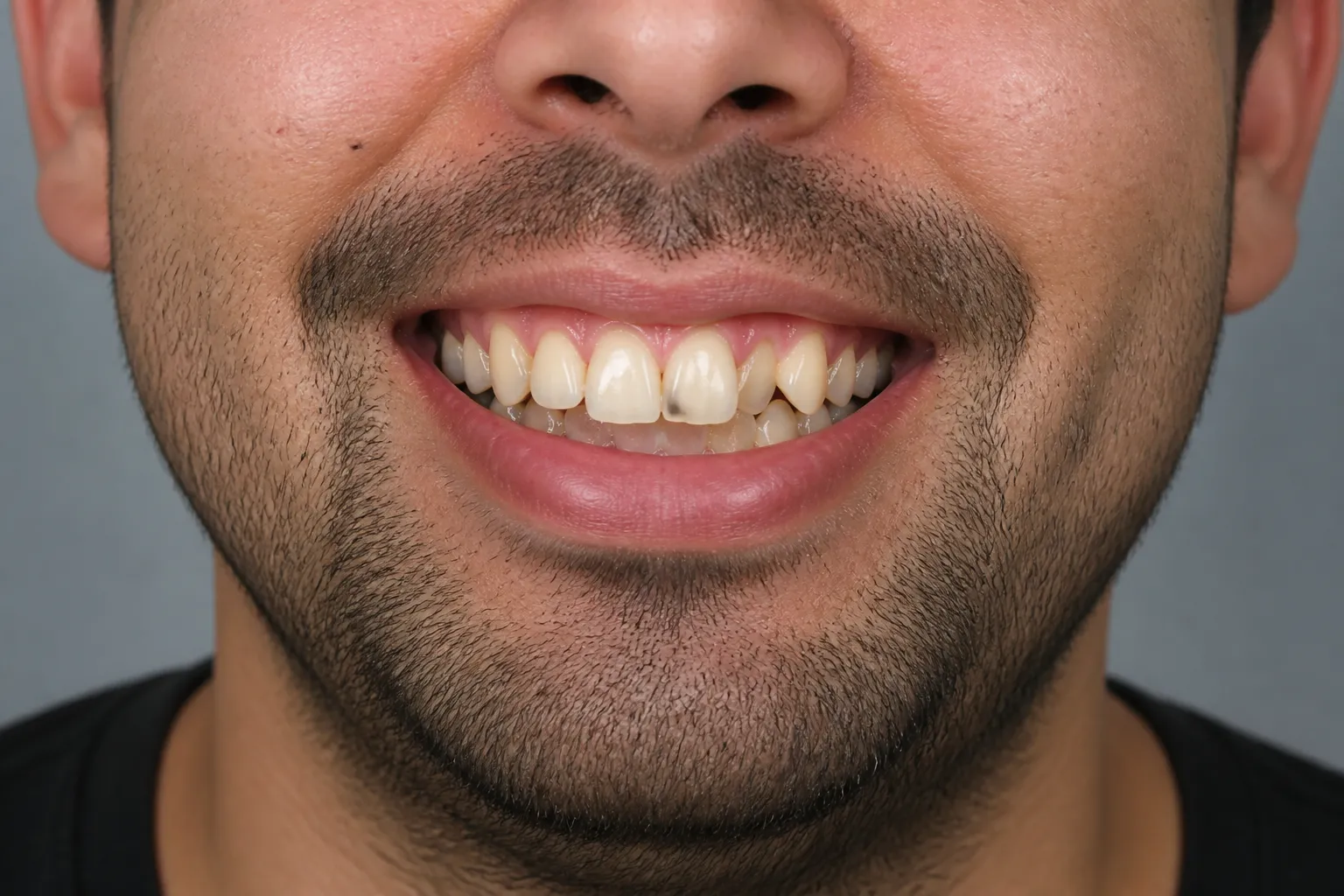 Overlapping front teeth before braces